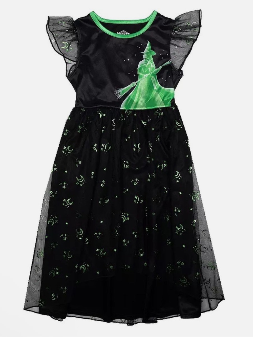 Wicked Pajama Elphaba Girl's Short-Sleeve Wicked Witch of the West Sparkle Night